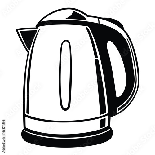 Modern electric kettle with sleek design on a kitchen countertop, steam rising in the background