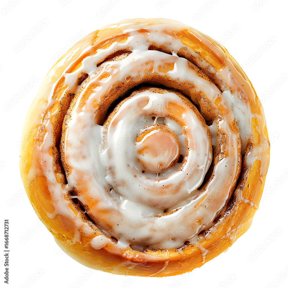 Fototapeta premium Glazed Cinnamon Roll with Swirled Icing