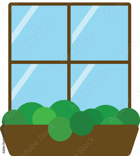 Window with Planter Box and Lush Greenery