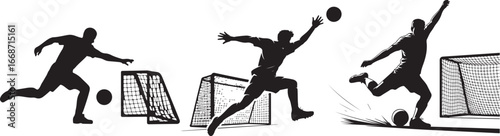 Dynamic Silhouettes of Soccer Players in Action with Goals and Ball