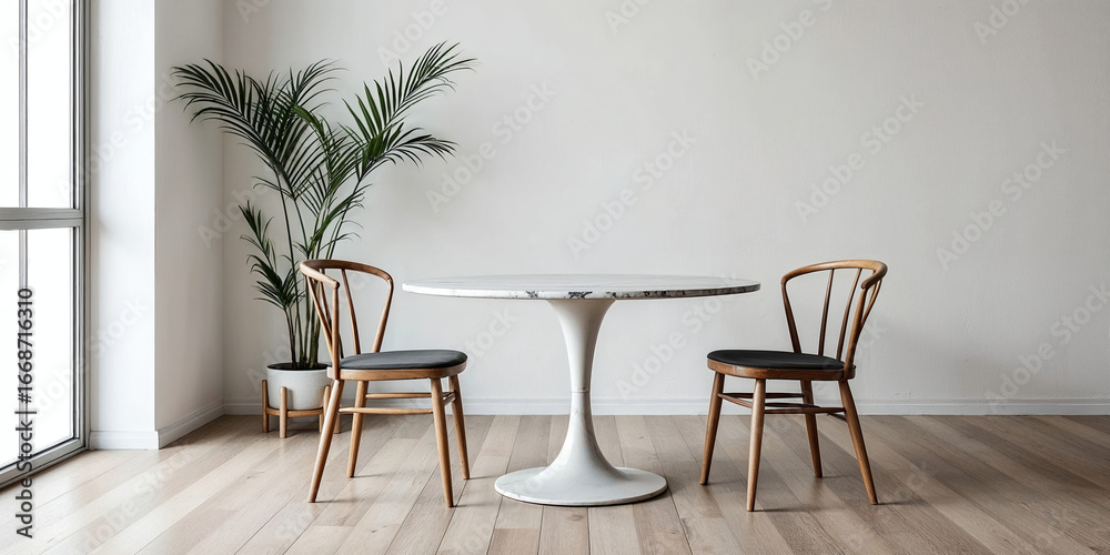 Fototapeta premium Empty dining room with marble table