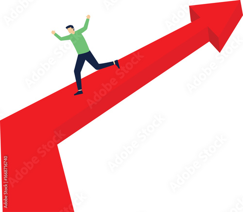 Businessman running in the opposite direction with arrows. different concept vector

