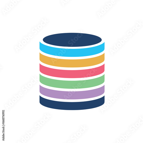 Illustration of a colorful cylinder composed of horizontal stripes with different colors stacked together