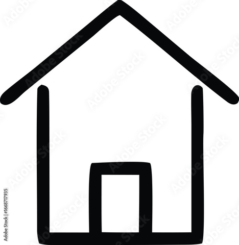 Simple hand-drawn house icon for real estate property residential housing and home ownership concepts
