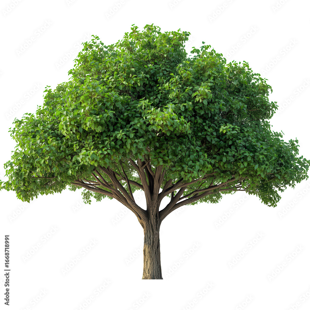 Obraz premium Tree on transparent background, real tree green leaf isolate die cut png file