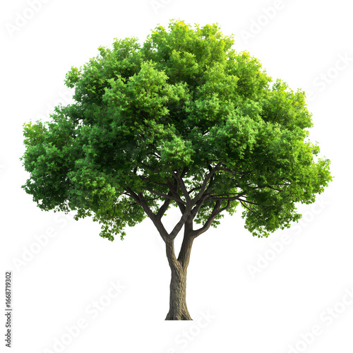 Tree on transparent background, real tree green leaf isolate die cut png file