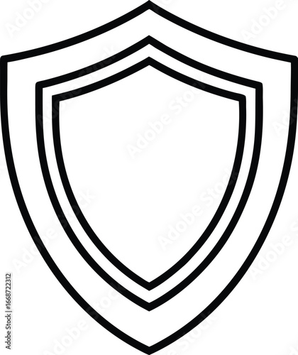 Multi layered shield protection icon silhouette isolated on white background