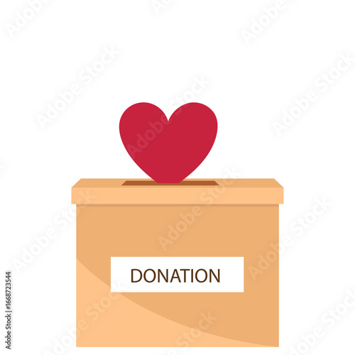 Heart in a card box. Charity and donation concept. Give and share your love to people, Helping others, charity supported by community vector illustration.