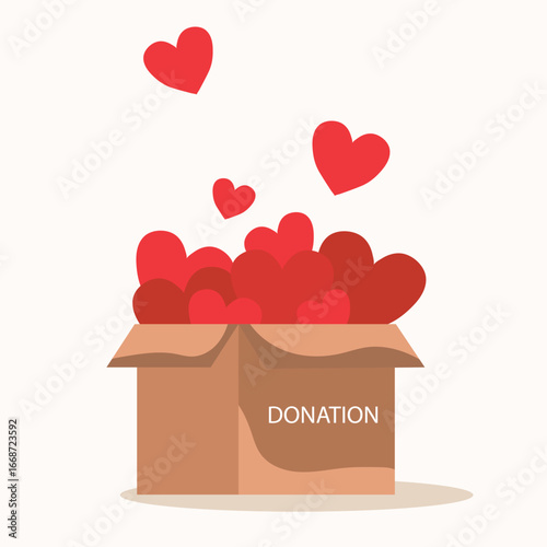 Heart in a card box. Charity and donation concept. Give and share your love to people, Helping others, charity supported by community vector illustration.