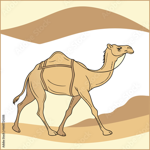 Hand drawn camel cartoon illustration