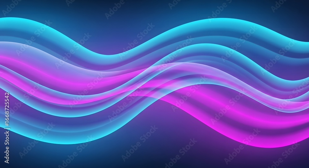 Fototapeta premium Abstract neon glowing wave background, vibrant blue and pink colors.