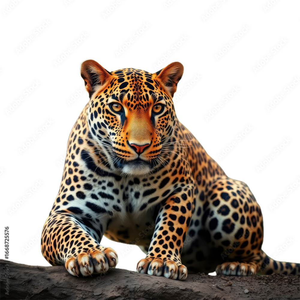 Fototapeta premium portrait of a leopard with transparent background PNG and JPEG image 