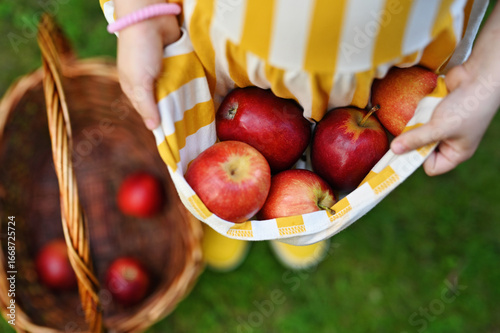 Kid girl with apples