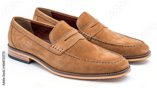 Wallpaper Mural Brown suede loafers show textures on a bright surface. Great for catalog, branding, advertising. Torontodigital.ca