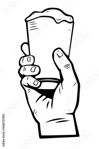 Hand holding a glass of beer isolated
