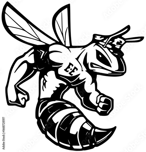 Wasp mascot with ee initials