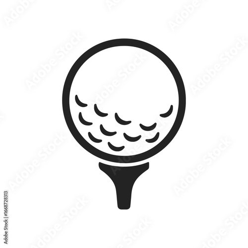 Simple Black and White Golf Ball Icon – Minimal Line Vector Design
