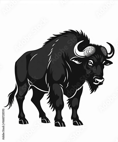 Majestic Bull Silhouette: A bold silhouette of a powerful bull, showcasing its strength and formidable presence with a touch of artistic flair.