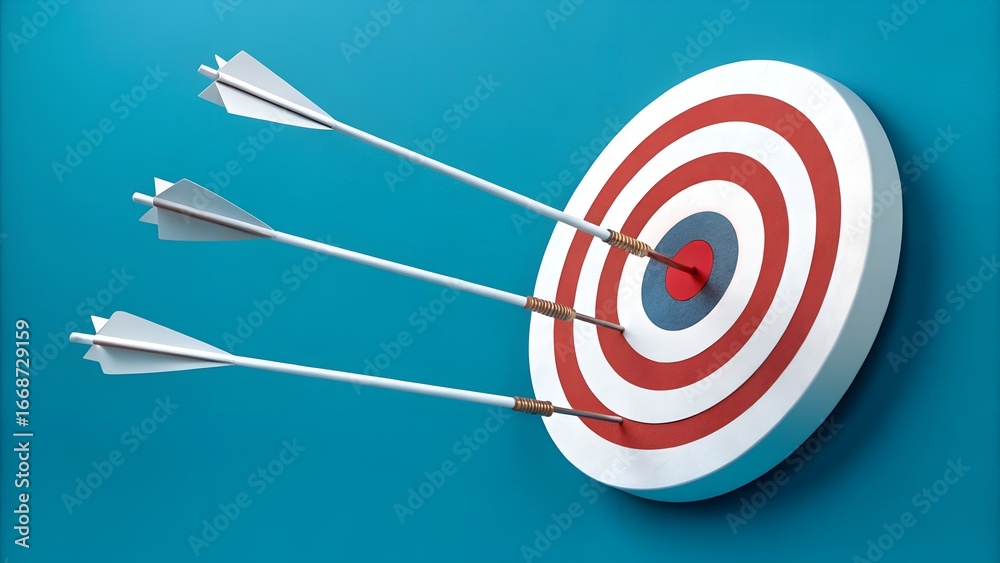 Achieve Your Goals: A Target with Arrows on a Blue Background Achieve Your Goals: A Target with Arrows on a Blue Background