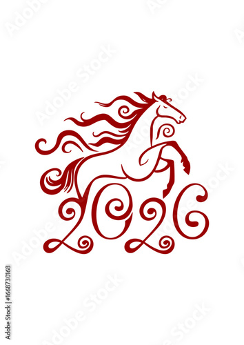 red horse on white. 2025