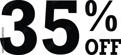 Thirty five percent off bold bold number percentage discount sale offer promotional marketing graphic vector