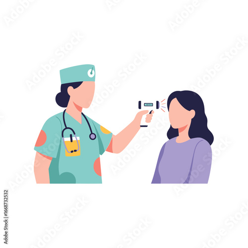 Medical Professional Taking Temperature of Patient with Digital Thermometer.