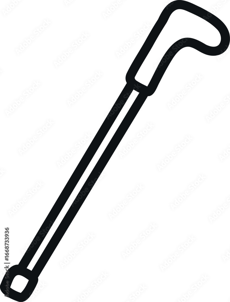 Obraz premium Minimal line art icon of a white cane for blind people, symbol of vision support and accessibility.