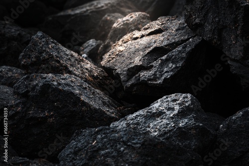 Close-up view of dark rocks