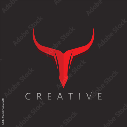Bull head vector logo icon design representing energy endurance and determination