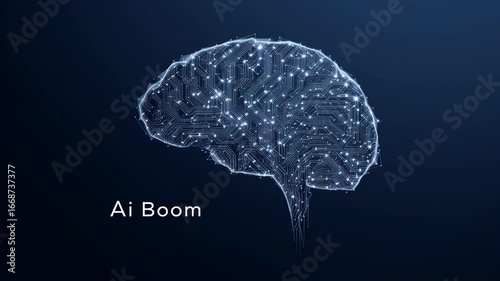 Ai Boom Digital Brain Circuit Glowing Futuristic Technology Innovation Concept With Glowing Circuit Pattern On Dark Background Representing