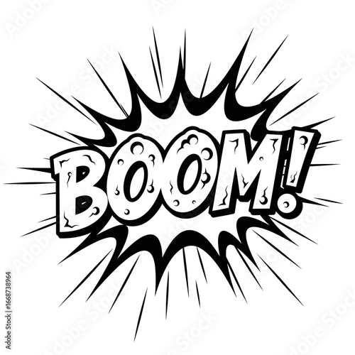 Black and White Comic Book "Boom!" Explosion Graphic