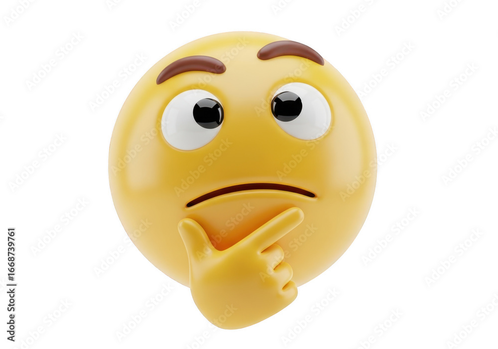 Fototapeta premium Thinking emoji isolated on transparent background