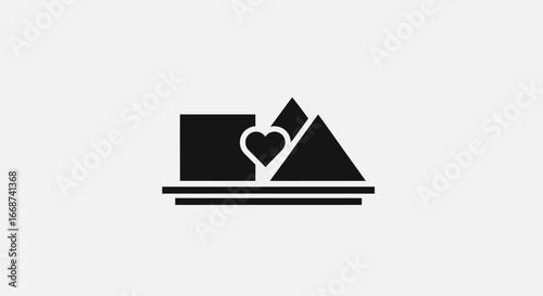 Geometric Shapes with Heart Icon.