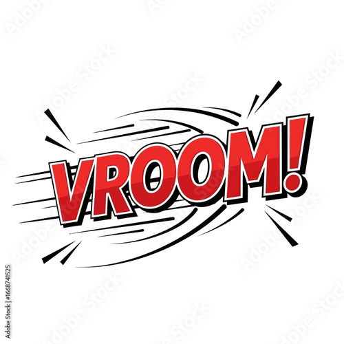 Red "VROOM!" Comic Book Speed Effect with Motion Lines