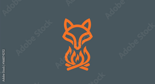 Orange Fox Logo with Fire.