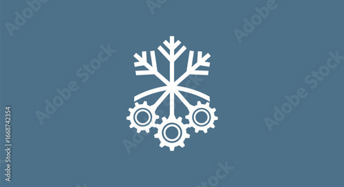 Snowflake and gears icon representing cold technology and mechanical systems.