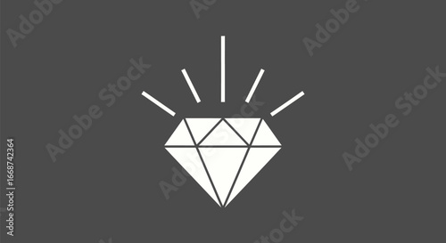 Diamond Line Art Symbolizing Brilliance and Value.
