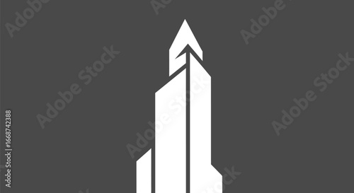 Architectural marvel of a modern skyscraper in the city.