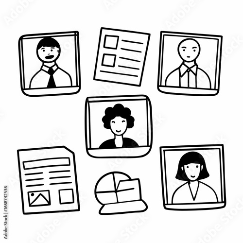 Online meeting with team members and business documents