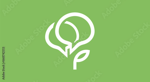 Green Talk Nature Chat Symbol Vector Illustration.