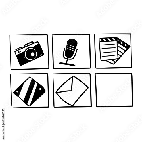 Media content creation and production with camera, microphone, and film slate