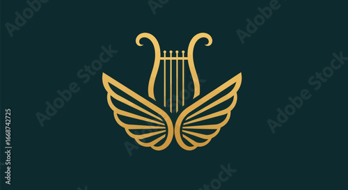 Golden Lyre with Wings.