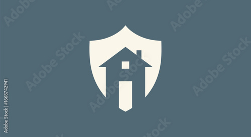 House Inside Shield Symbolizing Home Protection and Security.