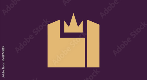 Golden Crown Building Silhouette Symbol.