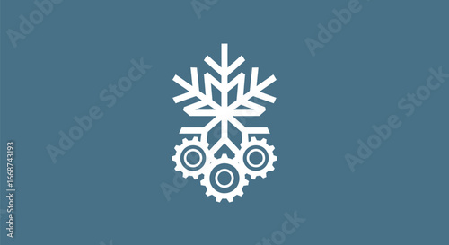 Snowflake and Gears Technology Symbol.