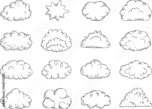 A Collection of Hand-Drawn Cloud Illustrations in Various Styles