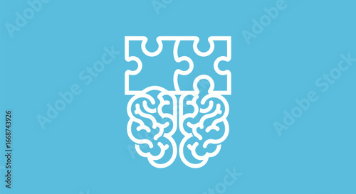 Brain with Puzzle Pieces: Mental Health and Problem-Solving Concept.