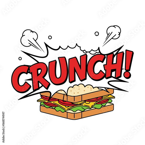 Crunchy Sandwich with Comic Book "Crunch!" Explosion