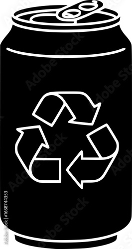 Recyclable metal can with eco symbol outline icon vector