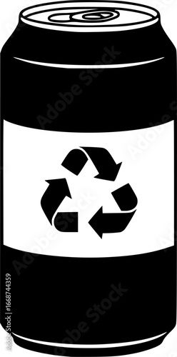 Recyclable metal can with eco symbol outline icon vector